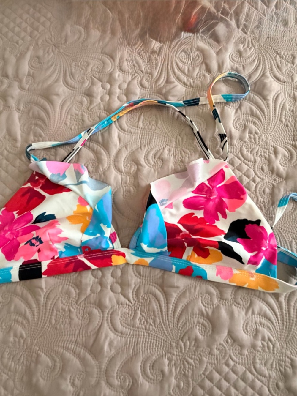 Colorful Floral Bikini Top - Bright Multicolor
